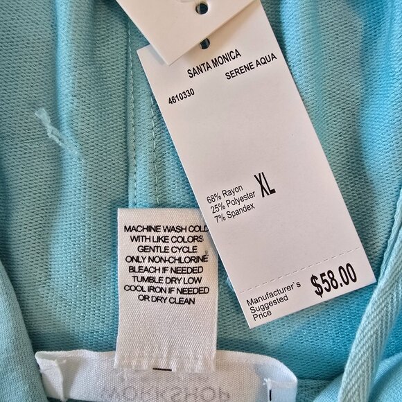 NWT Pretty Aqua Blue SS Pullover Hoodie Worshop Republic Clothing XL - Picture 14 of 16